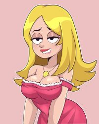 1girls american_dad blonde_hair breasts cherrypix cleavage dresss female female_only francine_smith large_breasts pink_dress pixcherry solo upper_body