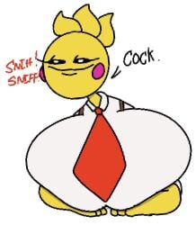 big_breasts clothed female female_only five_nights_at_freddy's huge_breasts robot robot_girl shitpost theslashfive toy_chica_(fnaf)