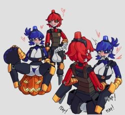 1boy 1boy1girl 1girls 2d ambiguous_penetration big_breasts clenched_teeth dell_spencer drooling kulodrones looking_pleasured male/female mimi_sentry overalls pumpkin robot_boy robot_girl sentry_(team_fortress_2) sentry_turret simple_background skirt_removed team_fortress_2 tf2 valve valve_(company)