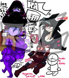 1ambiguous 1boy 3girls annie_(atsuover) big big_ass big_breasts big_butt big_thighs eyeshadow five_nights_at_freddy's fnaf friday_night_funkin friday_night_funkin_mod grunt_(madness_combat) klovis_(ral) madness_combat purple_body purple_clothes purple_hair purple_skin rockmanaliaslorenzo tagme thick thick_thighs thighs vs_annie_(fnf_mod) wendy_afton