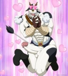 anthro balls bara barazoku big_balls big_penis boner bovine bull burankoprn edit edited_screencap erection fairy_tail furry heart_eyes horns male male_only muscles muscular nose_ring penis penis_out solo solo_male taurus_(fairy_tail) white_fur