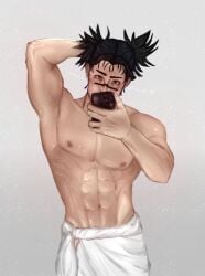 1boy choso_kamo jujutsu_kaisen male male_focus posing selfie shirtless shirtless_male smartphone solo solo_male tagme taking_picture