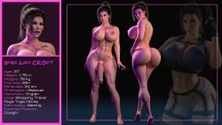 3d 3d_(artwork) 3d_model athletic athletic_female big_ass big_balls big_breasts big_butt big_penis bimbo bimbo_futanari bimbo_lips bimbofication breast_implants breasts character_sheet clothing description english_text eyelashes fake_breasts female futa_only futanari huge_ass huge_breasts huge_cock lara_croft lara_croft_(survivor) large_areolae large_ass large_balls large_breasts large_penis legs lipstick long_hair looking_at_viewer makeup metal_01 open_legs open_mouth original_character ponytail presenting shemale solo standing tomb_raider tomb_raider_(survivor) topless