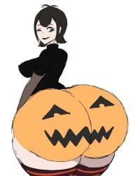 big_ass big_butt black_hair breasts halloween_pumpkin hotel_transylvania mavis_dracula momiji_(artist) short_hair