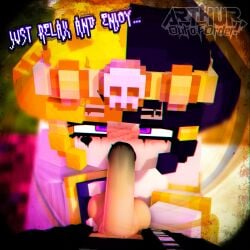 1boy 1girls 3d arthur32 big_breasts blowjob ellie_walls_(odysseyellie) erect_nipples erect_penis female freckles halloween halloween_costume horny_female human humanoid male mex_arthur_(arthur32) mine-imator minecraft multicolored_hair nude_female outside pov_blowjob purple_eyes skull_hair_ornament swallowing tagme