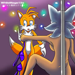 anthro anthrofied bat breasts female fox fur furry_tail huge_eyes male multiple_tails nude rouge_the_bat sonic_(series) standing tail tails toony whitemagetifa