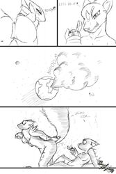 anthro comic digimon earth fart female fire fur furry lighter male monochrome multiple_views nude rena_ayama_(artist) renamon swiftayama tagme