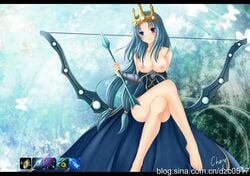 ashe_(league_of_legends) breasts cheng league_of_legends medieval_series nipples queen_ashe sina topless