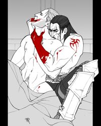 anal anders_(dragon_age) black_hair blood dragon_age dragon_age_2 gay hawke male tattoo