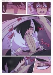 ahe_gao all_the_way_to_the_base bedroom big_breasts big_penis black_hair blowjob comic comic_page deep_throat deepthroat do_you_like_that? eye_contact furanh furia_(furanh) ghost ghost_girl goth goth_girl large_penis no_gag_reflex oc oral oral_sex original original_character page_2 page_number pov seductive_eyes seductive_mouth tagme under_covers under_sheets webcomic