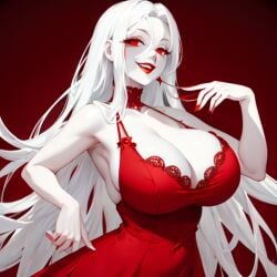 ai_generated nemus_waifu_generator pale_skin red_dress red_eyes red_lips sayori_yamagami tagme white_hair