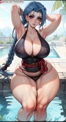 ai_generated blue_hair female female_only jinx_(league_of_legends) league_of_legends swimming_pool tagme tight_clothing trickymellow