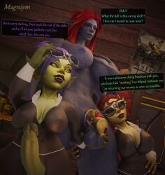 3d bank big_penis blue_skin chastity_cage cum_in_mouth debt forced forced_chastity futa_on_futa futa_only futanari goblin goblin_(warcraft) goblin_female goblin_futanari green_skin magniym purple_eyes purple_hair red_eyes red_hair troll_(warcraft) troll_female warcraft world_of_warcraft zalooni