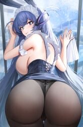 1girls :3 :p artsjeze_(jeze) ass ass_focus azur_lane bubble_butt cameltoe cleaning corset eagle_union_(azur_lane) female female_only from_behind gigantic_ass glass huge_ass huge_breasts leaning_against_wall light-skinned_female light_skin looking_back maid maid_headdress new_jersey_(azur_lane) pantyhose rear_view sideboob solo star-shaped_pupils thick_ass thick_thighs tongue tongue_out towel wide_hips wiping