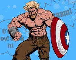 bara blonde_hair captain_america male_only marvel muscles muscular_male pecs solo solo_male spaceguybob superhero