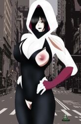 akinama_family_(noir-black-shooter) black_hair cosplay female itsu_akinama_(noir-black-shooter) marvel milf noir-black-shooter oc original original_character silver_eyes spider-gwen_(cosplay)