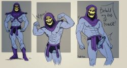 balls bara blue_body blue_skin boner erection flexing hood male male_only masters_of_the_universe muscles muscular penis skeletor skull skull_head solo solo_male tomis-jb