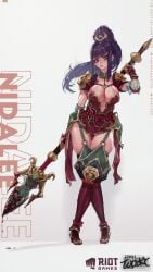 1girl 1girls big_breasts blood blood_splatter blood_stain blue_hair blue_hair_female boob_window brown_eyes brown_eyes_female female high_res high_resolution highres large_breasts league_of_legends light-skinned_female light_skin lunar_new_year lunar_revel_series nidalee ponytail ponytail_female riot_games simple_background skimpy skimpy_armor skimpy_clothes skimpy_costume skimpy_dress skimpy_outfit solo solo_female solo_focus spear warring_kingdoms_nidalee white_background wocky