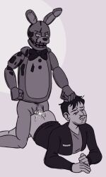 anal anal_sex cum cum_in_ass dominant_male domination five_nights_at_freddy's five_nights_at_freddy's_(film) five_nights_at_freddy's_movie forced gay gay_anal gay_sex grayscale male/male mike_schmidt mike_schmidt_(fnaf) no_shading nonconsensual rape sex simple_background spring_bonnie spring_bonnie_(fnaf) william_afton yaoi