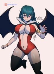 1girls alternate_costume ass_visible_through_thighs bare_midriff bare_thighs blue_eyes boots breasts byleth_(fire_emblem) byleth_(fire_emblem)_(female) center_opening cleavage cosplay crossover demon_girl dynamite_comics fangs female female_only fire_emblem fire_emblem:_three_houses hair_between_eyes halloween halloween_costume high_heels large_breasts long_hair long_nails looking_at_viewer midriff nail_polish nintendo raydango red_nails red_pupils revealing_clothes smile solo teal_hair thigh_boots thighs vampire vampirella_(cosplay)