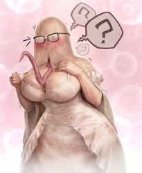 big_breasts derek_hetrick glasses grundelsmoochart long_tongue monster_girl original thick_thighs wedding_dress