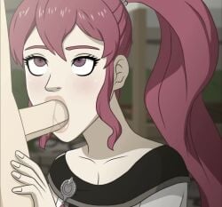 1boy 1girls animated anna_(fire_emblem) anna_(fire_emblem:_three_houses) fellatio female fire_emblem fire_emblem:_three_houses lewdmation long_hair male nintendo no_sound oral penis pink_hair ponytail purple_eyes red_hair skinny video