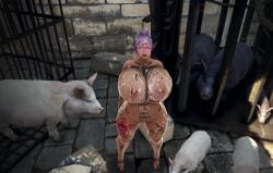 bdo black_desert_online cow_tits cumdump cumdumpster dark_elf elf elves exposing huge_breasts pig public sow tattoo udders yourbdowhore