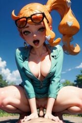 ai_generated artist_request clothed_sex cowgirl_position looking_at_viewer male_pov open_mouth penis pokemon pokemon_professor pokemon_ss pov pov_eye_contact riding riding_penis sonia_(pokemon) squatting squatting_cowgirl_position squatting_on_penis