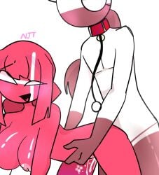 boy countryhumans countryhumans_girl denmark_(countryhumans) female from_behind_position greenland_(countryhumans) hands_on_hips njt_axi_(artist) red_body tagme white_body