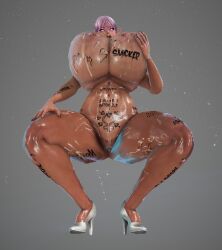 ass bdo big_breasts bimbo black_desert_online body_writing cow_tits cumdumpster dark_elf degradation elf elves high_heels huge_ass huge_breasts humiliation tattoo udders