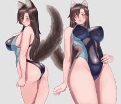 1girls 2023 animal_ears ass blush breasts brown_hair competition_swimsuit embarrassed kagerou_imaizumi large_breasts long_hair multiple_poses one-piece_swimsuit red_eyes standing swimsuit tagme tail tears thick_thighs thighs touhou wiaxixia wolf_ears wolf_girl wolf_tail