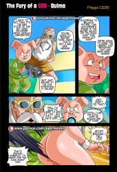 1girls 3boys anthro anthro_on_human ass assisted_exposure beerus bulma_briefs camera cheating cheating_wife clothing comic comic_page cuckold curvy dat_ass dialogue domination dragon_ball dragon_ball_super english_text exposed_ass female furry glasses highres imminent_sex male maledom master_roshi netorare ntr oolong page_26 purple_skin ripped_clothing saliva speech_bubble straight super_melons tearing_clothes text the_fury_of_a_god_(supermelons) thick_thighs thighs torn_clothes watching