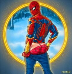 1futa ass human human_only light-skinned_male light_skin looking_back male male_only marvel marvel_cinematic_universe masked medinart_(david_medina) muscles muscular muscular_male peter_parker portal solo spider-man spider-man:_no_way_home spider-man_(series) superhero teasing