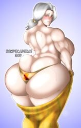 1girls back_muscles back_view biceps blush dress_down embarrassed female_space_marine genderswap genderswap_(mtf) huge_ass huge_breasts imperial_fists_(space_marine) imperium_of_man light-skinned_female light_skin looking_at_own_ass looking_back mature mature_female milf mommy muscular muscular_arms muscular_back muscular_female panties primarch rogal_dorn rompecaderasgod rule_63 standing sweating thick_ass thick_thighs thong topless warhammer_(franchise) warhammer_40k white_hair yellow_dress yellow_thong