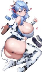 1girls 2023 absurd_res ako_(blue_archive) animal_ears ass bare_shoulders blue_archive blue_eyes blue_hair blush breasts condom condom_box cow_ears cow_girl cow_horns cow_print dishui_tangni elbow_gloves fake_animal_ears fake_horns fake_tail feet female female_only fingerless_gloves gehenna_academy_student gloves gun hairband heart highres huge_ass huge_breasts leotard looking_at_viewer lying matching_hair/eyes no_shoes on_side prefect_team_(blue_archive) shoes shoes_removed short_hair sideboob simple_background skindentation solo tail thick_thighs thighhighs thighs toes weapon white_background