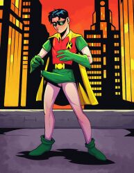 boner castlechaythe dc dc_comics erect_penis erection erection_under_pants hard_on jason_todd male male_only masked robin_(dc) robin_(jason_todd) superhero teen_boy