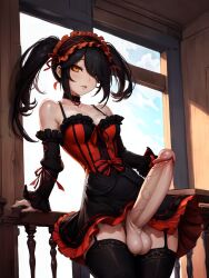 1futa ai_generated bangs bare_shoulders big_penis black_hair choker cleavage date_a_live detached_sleeves dickgirl dress futa_only futanari hairband horny lolita_fashion medium_breasts one_eye_closed penis red_dress ribbon solo solo_futa stable_diffusion testicles thighhighs tokisaki_kurumi twintails veritai yellow_eyes