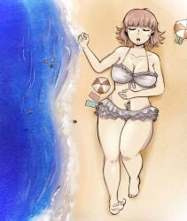 2022 beach belly belly_button bikini bikini_bottom bikini_top breasts chubby chubby_female danganronpa danganronpa_2:_goodbye_despair giantess hinata_hajime large_breasts nanami_chiaki sand sea skinnychimp sky sleeping smooth_skin soft_belly soft_breasts squish super_danganronpa_2 thick_thighs thighs white_bikini white_bikini_bottom white_bikini_top wide_hips wide_thighs