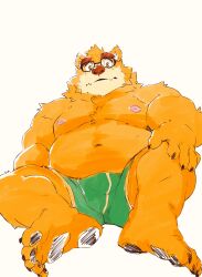 2023 absurd_res anthro bear belly bulge clothing eyewear glasses heylaw21 hi_res humanoid_hands kemono lifewonders mammal moobs navel nipples simple_background solo tokyo_afterschool_summoners underwear volos