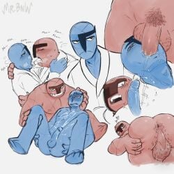 2boys ass big_balls blowjob blush breath cum cum_on_body cum_on_chest deepthroat dripping ejaculate ejaculation french_kiss gay hairy_anus hairy_balls humanoid male male/male male_only moaning mr._black_and_white original original_artwork panting penis penis_on_face pokémon_(species) pokemon precum presenting presenting_hindquarters pubic_hair saliva sawk shocked_expression throh tongue tongue_kiss visible_breath