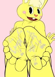 5_toes barefoot bunny cuddles cuddles_(htf) cum cum_on_feet cum_on_soles cyborg-steve edit ejaculate feet foot_focus furry happy happy_tree_friends humanoid_feet inviting lagomorph leporid lying mondo_media presenting_feet rabbit rosy_cheeks soles toes