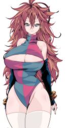 1girls 2023 android android_21 android_21_(good) android_21_(human) arc_system_works bandai_namco big_breasts blue_eyes boob_window bracelet breasts brown_hair dragon_ball dragon_ball_fighterz ear_piercing earrings elbow_gloves fanart gold_jewelry hair_between_eyes hips hourglass_figure huge_breasts jewelry large_breasts leotard light-skinned_female light_skin long_hair looking_at_viewer massive_breasts messy_hair multicolored_clothing omochi_db smile smiling_at_viewer stockings thick_thighs thighhighs thighs turtleneck voluptuous voluptuous_female vomi_(dragon_ball)