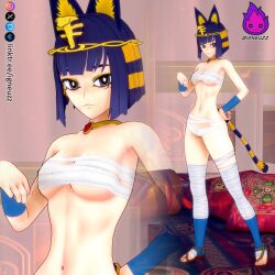 1:1 1girls animal_crossing animal_humanoid ankha ankha_(animal_crossing) ass breasts cat_humanoid catgirl felid_humanoid feline feline_humanoid female female_only full_body hi_res humanoid igneuzz png signature small_breasts solo solo_female tagme tail