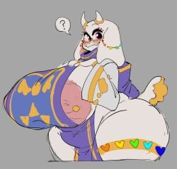 2d ? areolae big_areola blush boss_monster breasts color dedoggyskullz female glasses horns huge_breasts large_areolae monster monster_girl nipple_piercing nipple_slip piercing slightly_chubby speech_bubble thick_thighs toriel undertale undertale_(series) video_games wide_hips