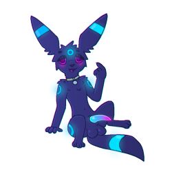 1:1 2023 adam_teh_bre alpha_channel animal_genitalia anthro blue_body blue_ears blue_fur blue_hair blue_penis blue_sheath blue_tail blush bump_attack circle_(marking) claws clothing collar dark_body dark_ears dark_fur dark_hair dark_tail ear_markings eeveelution eyelashes eyeshadow fur fur_markings generation_2_pokemon genitals glowing glowing_body glowing_ears glowing_fur glowing_markings gradient_penis green_clothing hair half-erect makeup male markings multicolored_penis neckwear nintendo nude open_mouth paws penis pink_penis pink_sclera pokemon pokemon_(species) purple_eyes sheath shiny_pokemon shoulder_tuft smile solo striped_ears striped_markings striped_tail stripes tail tail_markings tongue tuft two_tone_penis umbreon