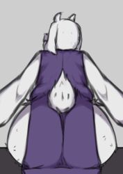 ass_focus background big_butt bottomless bottomless_dress bubble_butt butt_crack clothed dress female furry goat_mom horns scantily_clad side_ass simple toriel undertale undertale_(series) viderart