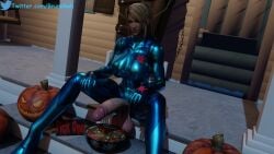 1futa 3d blender brunobwh exhibitionism futa_only futanari halloween huge_breasts jack-o'-lantern large_penis large_testicles looking_at_viewer metroid public public_nudity samus_aran seductive solo trick_or_treat zero_suit zero_suit_samus