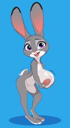 anthro big_breasts breasts disney female fur genitals hi_res holding_breast huge_breasts judy_hopps lagomorph leporid mammal motion_lines multicolored_body multicolored_fur nude pussy rabbit siroc solo two_tone_body two_tone_fur zootopia