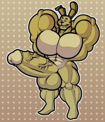1boy anthro artist_request balls big_balls big_muscles big_penis five_nights_at_freddy's five_nights_at_freddy's_3 fnaf furry furry_only green_body green_skin huge_balls huge_cock huge_penis humanoid large_penis looking_at_viewer male male_only muscles muscular muscular_anthro muscular_male pecs penis rabbit solo solo_male springtrap springtrap_(fnaf) veiny_penis william_afton