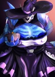 anthro big_breasts candy halloween huge_breasts original tolerain_(artist) visible_skeleton zeema_(tolerain)